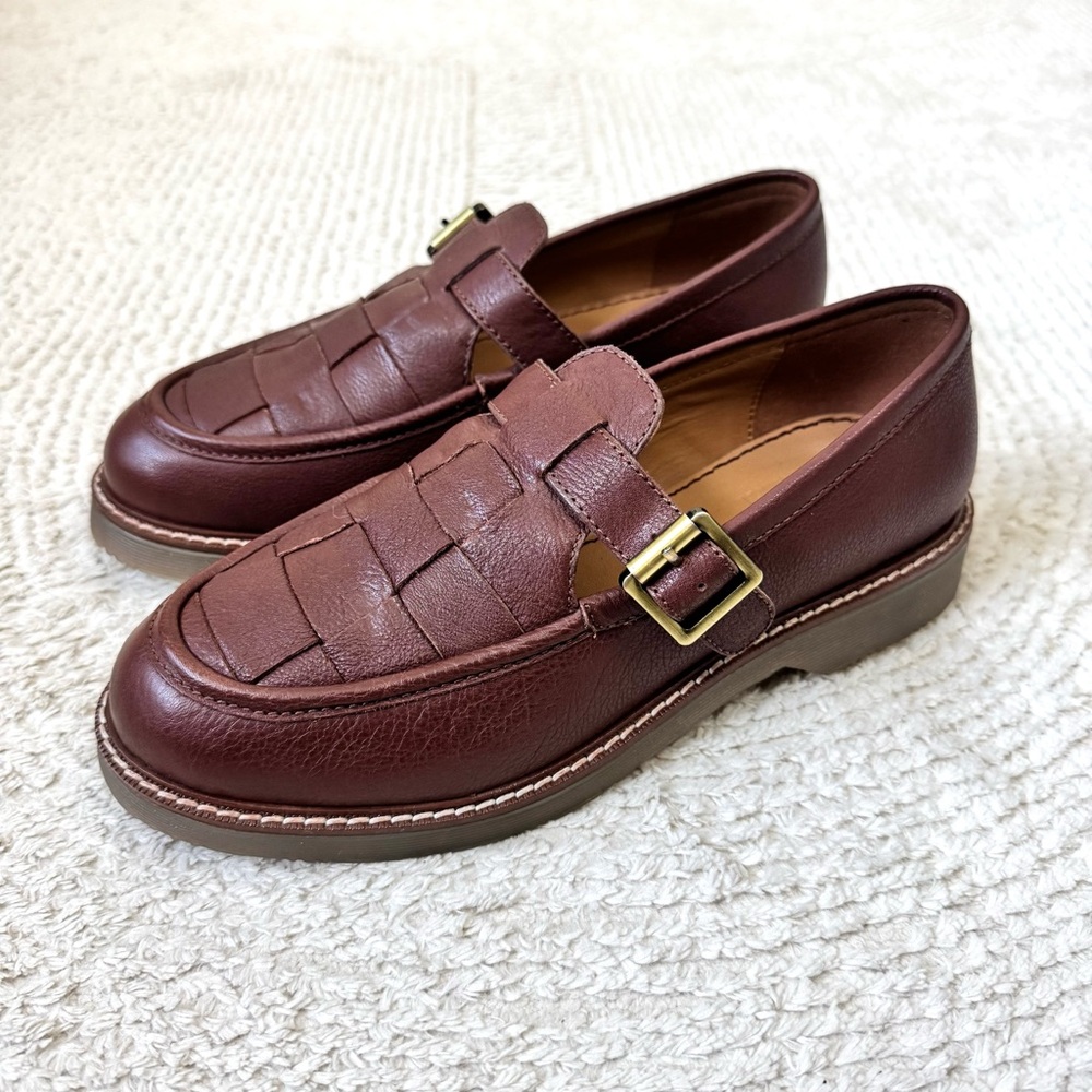 Seasalt Cornwall Tresmeer Woven Brown Leather Fisherman Shoes Size 38 - Picture 5 of 9